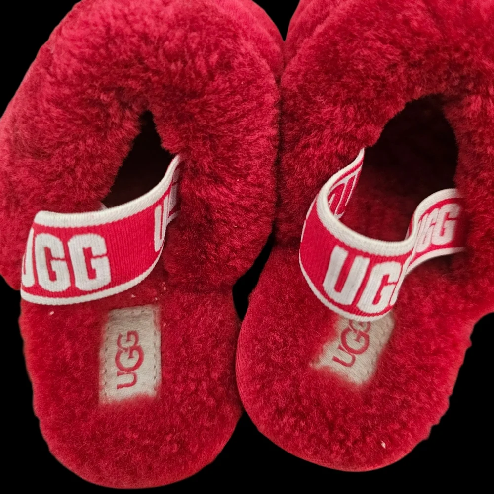 Ugg Fluff Yea Little Girls Slide Slippers Sandal Red Toddler‎ 8